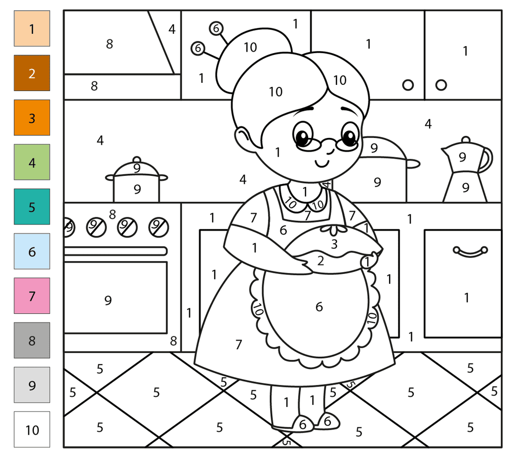 Grandmother Color By Number Coloring Page Md Coloring Page — Free Printable — free printable coloring page
